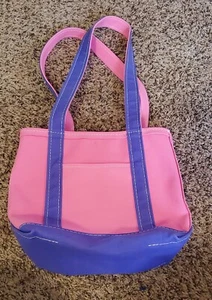 Vintage Made in USA Rare Mini LL Bean Boat & Tote Canvas Bag Pink/Purple - Picture 1 of 8