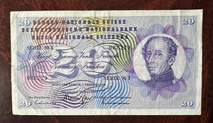 1973 Switzerland 20 Francs Swiss Banknote - Picture 1 of 2