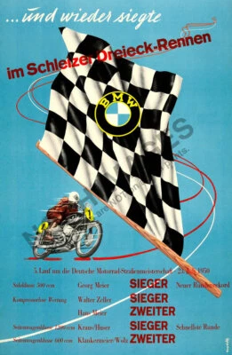Deutsche Motorrad Rennen BMW vintage race poster 16x24