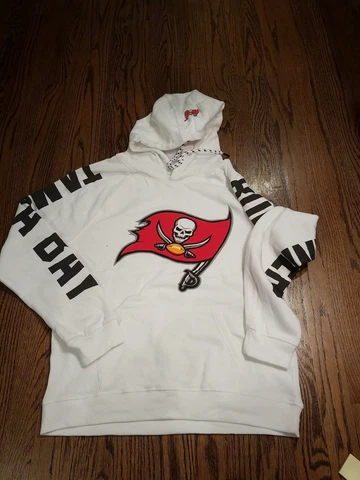 Tampa Bay Buccaneers hoodie Cotton White Pullover Sweatshirt Size Small S NFL Cover