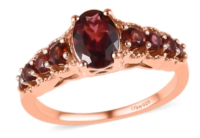 ANILLO GRANATE MOZAMBIQUE En ORO ROSA VERMEIL PLATA ESTERLINA Ov, Talla 8.0 Foto 1 de 4