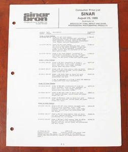 SINAR CONSUMER PRICE LIST, AUGUST 1986/125962 - Picture 1 of 1