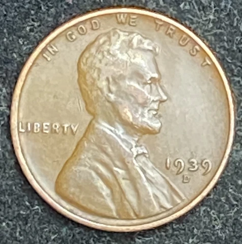1939 D Lincoln Wheat Penny- Free Shipping Cover