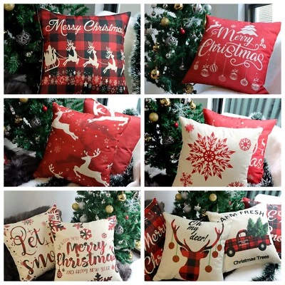 4er Set Kissenbezüge Weihnachten Kissenhülle Kopfkissenbezug Dekokissen NEU - Bild 1 von 4