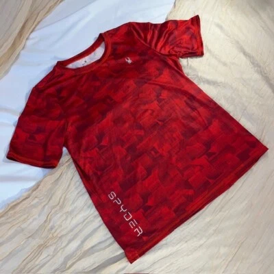 Spyder - Short Sleeve Crew Neck Shirt - Red & Silver - Boys Size Large - Image 1 of 4