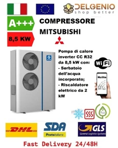 NULITE POMPA DI CALORE MONOBLOCCO 8,5 9 12,5 KW 220V FREDDO CALDO R32 MITSUBISHI - Photo 1/22