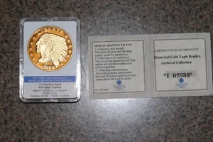 2012 American Mint 1929 testa di indiano mezza aquila NOVITÀ placcato oro 24kt lastra - Foto 1 di 6