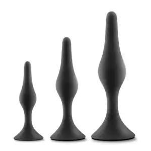 Blush Luxe Beginner Silicone Satin Smooth Anal Training Plug Kit Suction Cup - Picture 1 of 7