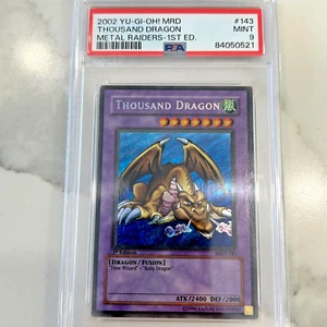 Yu-Gi-Oh! "Thousand Dragon" 1st Edition MRD-143 MINT PSA 9 (POP 128) Secret Rare - Picture 1 of 5