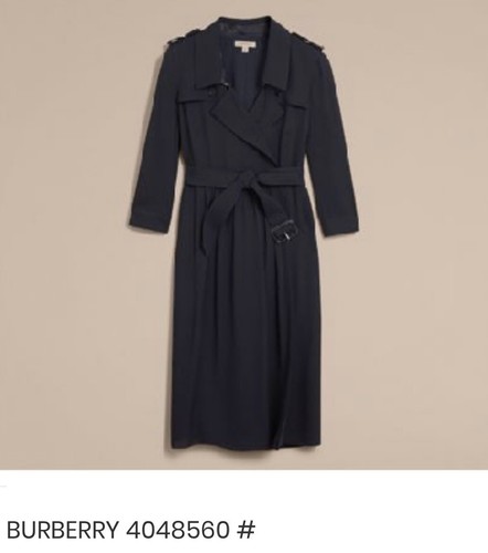 Abito avvolgente Burberry di lusso in seta MIDI nuovo con etichette taglia 6 marino prezzo originale $1295