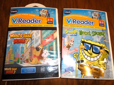VTECH V.READER GAMES LOT 2 - Spongebob Model & What's that noise? - Image 1 of 4