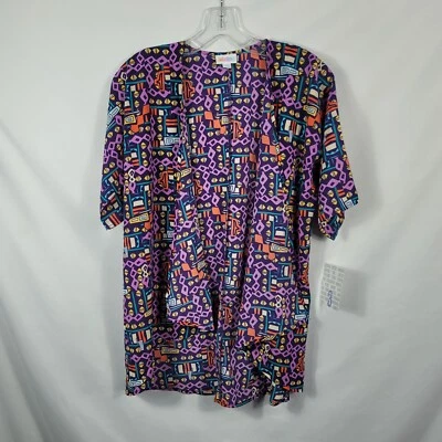 Plumero superpuesto Lularoe niña talla 10/12 púrpura estampado geométrico NUEVO Foto 1 de 4