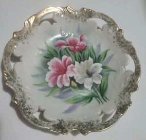 Vintage handbemalt Blumen dekorativ strukturiert Wandteller 7,5"  - Bild 1 von 12