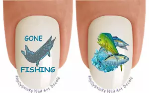 Nail Art 2211 FISH Big Game Angeln #2 Wasserrutsche Nagelaufkleber Transfer Aufkleber - Bild 1 von 3
