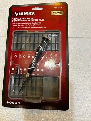 18 piece precision screwdriver set with case hex shape interchangeable bits awl - Image 1 of 4