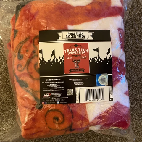 Texas Tech Royal Plush Raschel Throw Cover