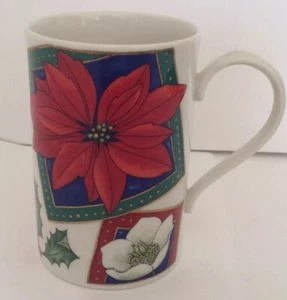 Dunoon Christmas Holiday Mug Poinsettia Pine Cone Holly Lenten Rose Scotland - Picture 1 of 6