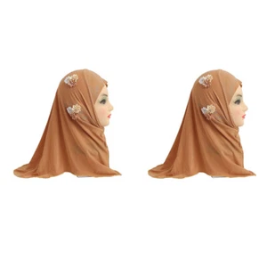 2pcs Kids Girls Shawls Wraps Solid Colors Children's Headscarf Hijab Wholesale - Picture 1 of 28