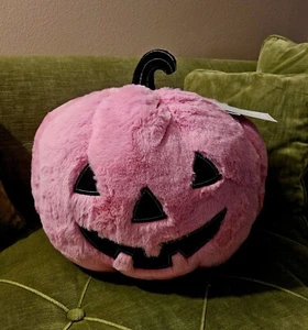 Cupcakes & Cashmere Halloween Pumpkin Pillow Pink Viral Jack-O-Lantern New - Picture 1 of 5