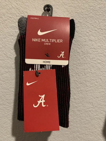 Alabama Crimson Tide Nike Legacy Crew 2 Pairs Red Black Grey 6-8 Sock Size $28 Cover