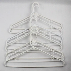 Lot of 10 Tubular White Hangers Standard Size for Closet Storage Organization - Picture 1 of 5