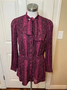 Michael Kors Strampler tief fuchsia lila & schwarz Schlangenleder, Größe 2, Neu mit Etikett! 195 $ - Bild 1 von 5