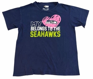 Seattle Seahawks Graphic T-Shirt Heart Women’s Size Large Navy - Picture 1 of 2