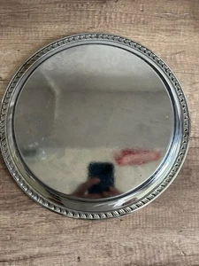 Versilberte runde geätzte Platte mit strukturiertem Rand - Bild 1 von 6