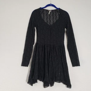 Free People Intimate Kleid XS Spitze schwarz Whimsigoth transparent Witchy Skater Goth - Bild 1 von 17