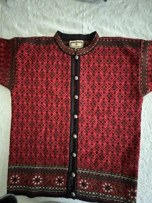 Dale Of Norway Women’s VTG Sweater M Heavy Nordic Design Red/Black Wool Longer - Image 1 of 4