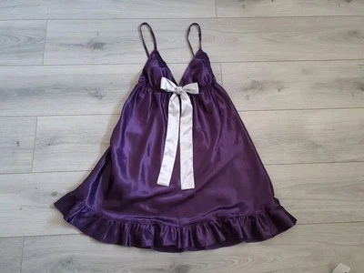 BNWT Vintage La Senza Purple Satin Chiffon Bow Chemise Size 12 - Image 1 of 4