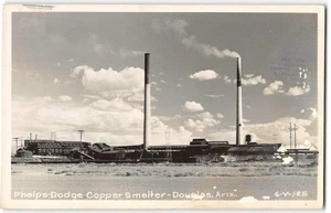 Cline RPPC Vintage Postcard DOUGLAS, ARIZONA Phelps-Dodge Copper Smelter Mining - Picture 1 of 2
