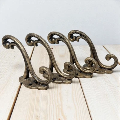 Juego de 4 ganchos de bolso de abrigo doble negro y dorado pintados a mano de alta resistencia Foto 1 de 4