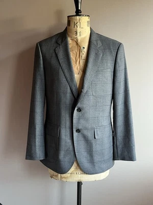 Blazer J Crew Para Hombre Talla 40S Gris Thomas Mason Zorro Lana Chaqueta A Medida Cuadros Foto 1 de 4