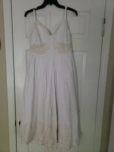 NUEVO CON ETIQUETAS VESTIDO MIDI CHRISTIAN LACROIX bordado blanco sin mangas línea A talla L - Imagen 1 de 6