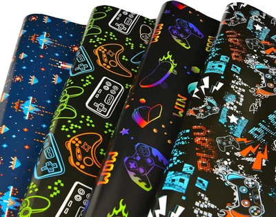 Papel de embrulho de aniversário Titiweet para meninos meninas, 12 folhas de embrulho de videogame  - Imagem 1 de 4