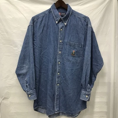 Vintage Chaps Ralph Lauren Denim Button Down Shirt Mens Medium 100% Cotton 90s - Image 1 of 4