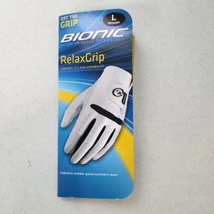 Bionic Golf Glove Mens Left Hand Relax Grip White Black Trim Large New In Pkg - Picture 1 of 4