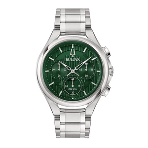 Bulova Curv Dress Chronograph Quartz High Precision 262 kHz Green Dial Watch - Picture 1 of 3