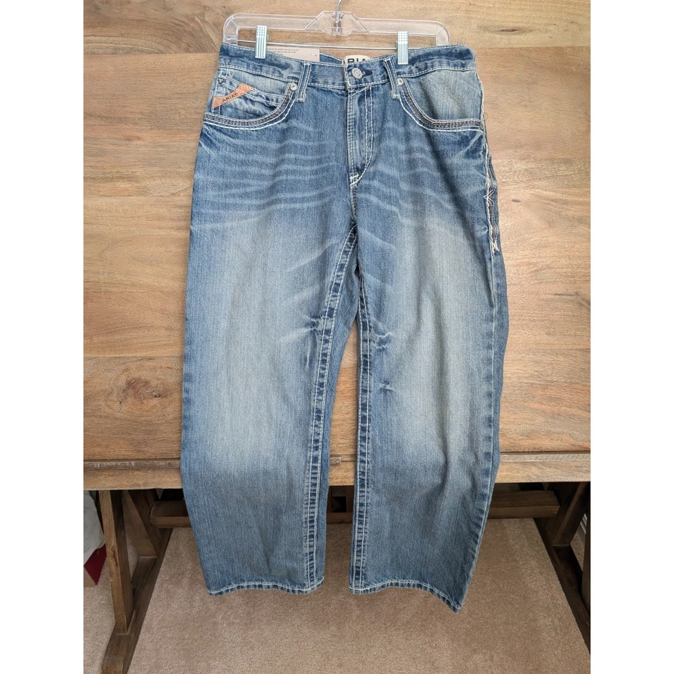 Ariat Jeans Mens 32x34 Blue Durango M4 Coltrane Bootcut Distressed 10017511