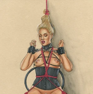 Akt Zeichnung art print signed drawing realism pencil Druck kinky kunst druck A4 - Bild 1 von 2