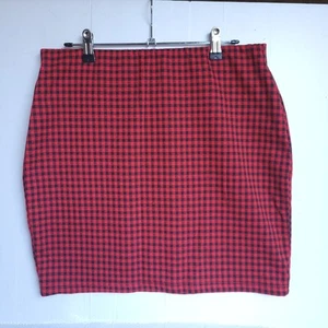 Valley Girl Skirt Size XL Red Black Check Polyester Blend Stretch - Picture 1 of 12