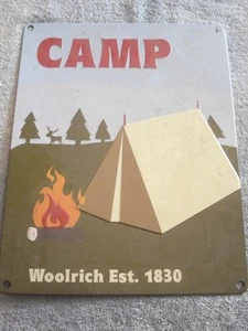 VINTAGE CAMP WOOLRICH EST. 1830 METAL SIGN (14"X 11") - Picture 1 of 2