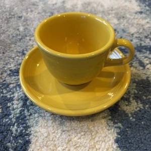Fiestaware Yellow Coffee Tea Cup and Saucer Set Homer Laughlin - Picture 1 of 7