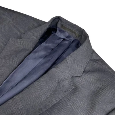 Gianni Versace Men’s 100% Wool 2-Button Blazer Navy Blue Plaid • 42R - Image 1 of 4