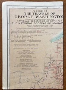 A Map of The Travels of George Washington - National Geographic (1931) SEE PICS - Picture 1 of 5