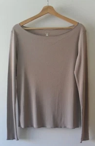 10 Days - T-shirt manches longues Boatneck coton marron clair taille M 38/40 - Picture 1 of 8