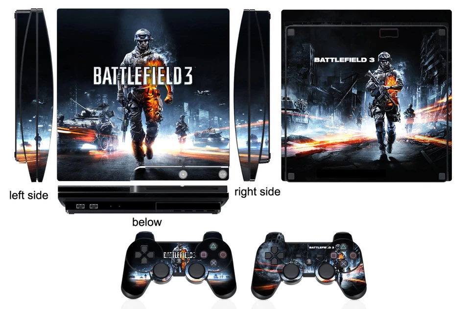 Skin Sticker for PS3 PlayStation 3 Slim and 2 controller skins Battle Q202 - Image 1 of 1