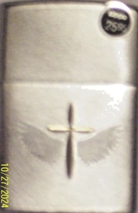 New Zippo USA Windproof Oil Lighter, 46479 Christian Cross Design Brushed Chrome - Picture 1 of 8
