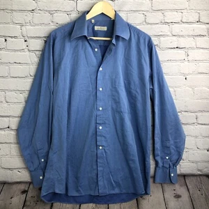 Ermenegildo Zegna Shirt Men 42/16.5 Blue Button Up Made In Italy Collar Cotton - Picture 1 of 14